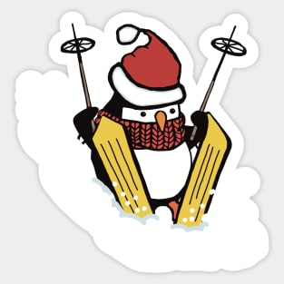 Cute penguin trying to ski Sticker